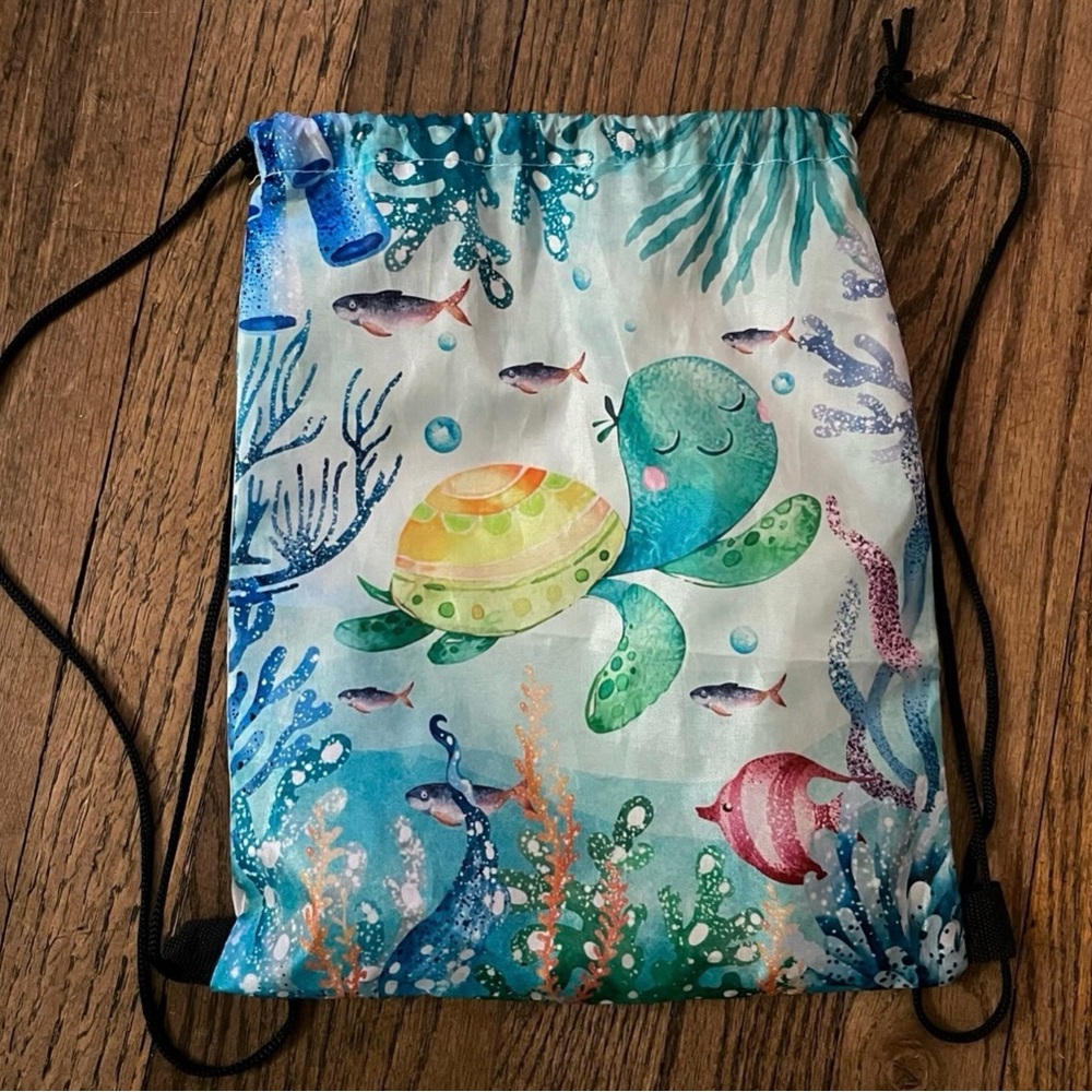 Kids Turtle Drawstring Bag